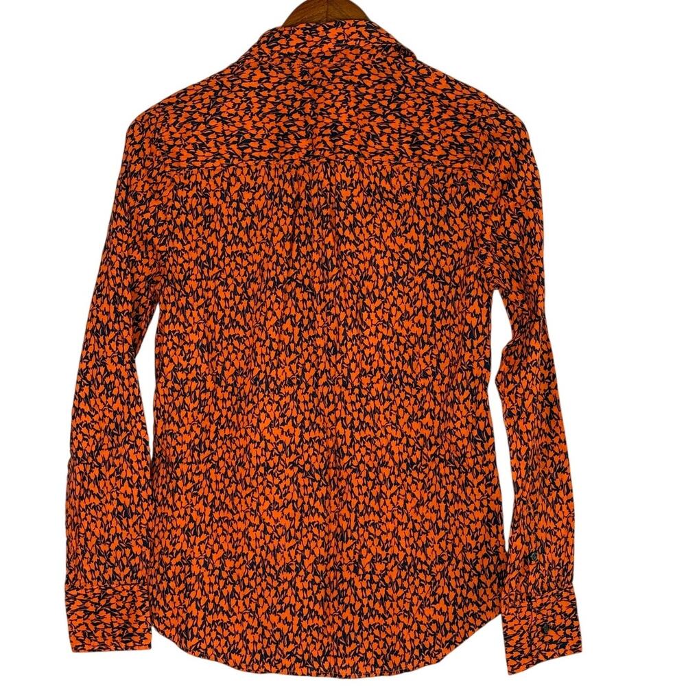 J. Crew Tulip Popover Long Sleeve Collard Half Button Up Shirt S Blue Orange - Picture 11 of 15